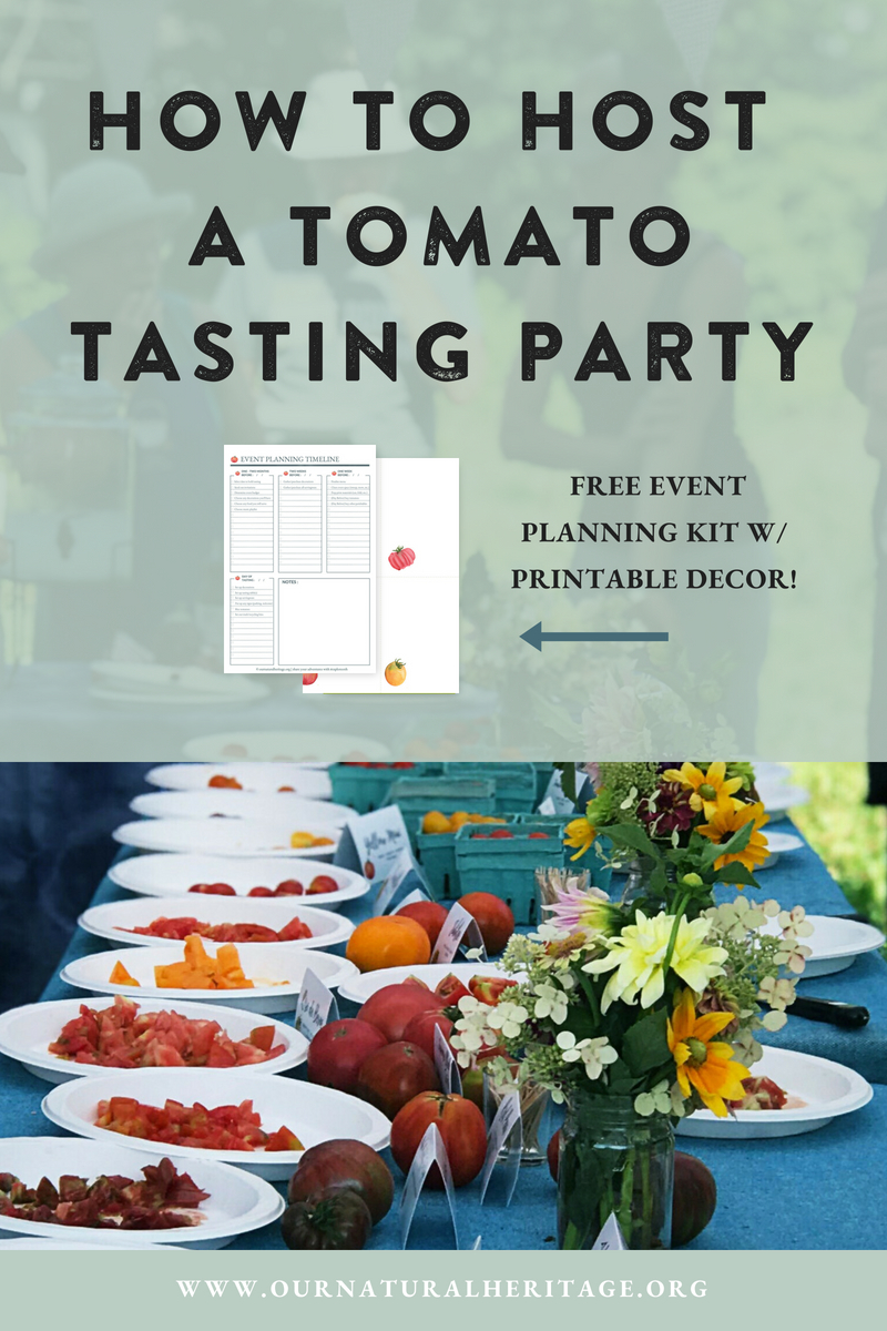 Showcase your best tasting heirloom tomatoes with a tomato tasting party! This post includes a FREE PRINTABLE Event Planning Guide, Tomato Tasting Note Cards and Tomato Labels